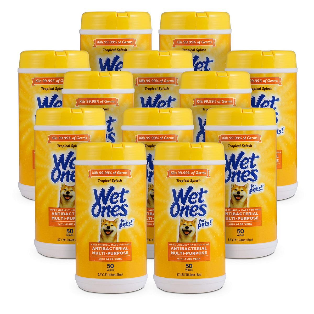 Wet Ones for Pets Multipurpose Dog Wipes with Aloe Vera, Tropical Splash Scent - Pet Bathing Wipes with Wet Lock Seal for Dog Paws and All-Over Use, 100 Count - 3 Pack