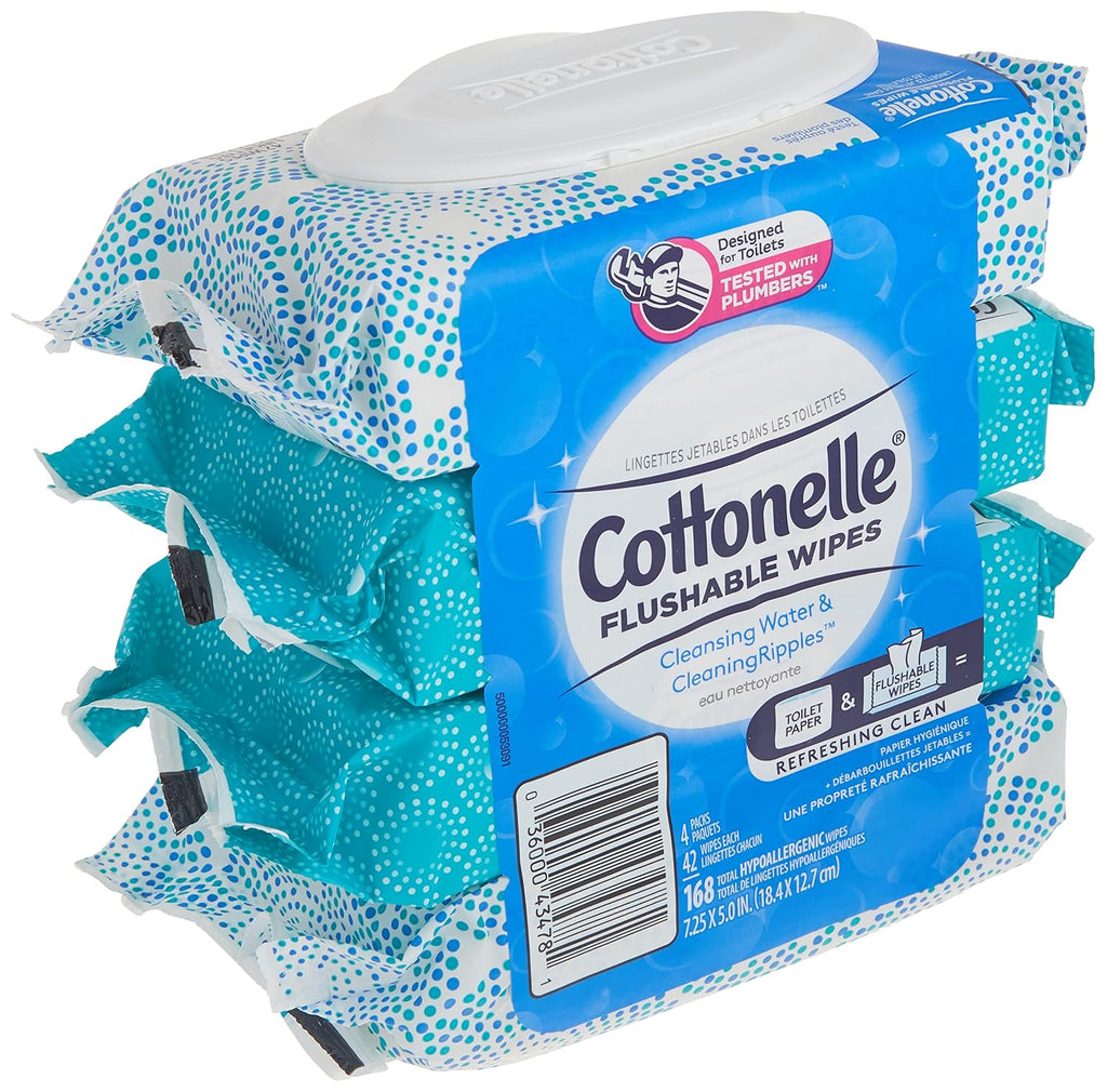 Cottonelle Freshcare Flushable Wipes, 42 Count (Pack of 4)