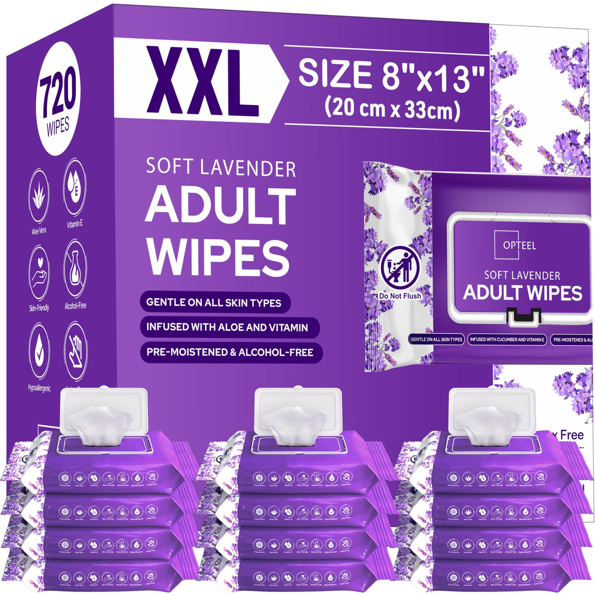 OPTEEL Adult Wipes for the Elderly – Extra Large 8x13, Pre-Moistened 720ct
