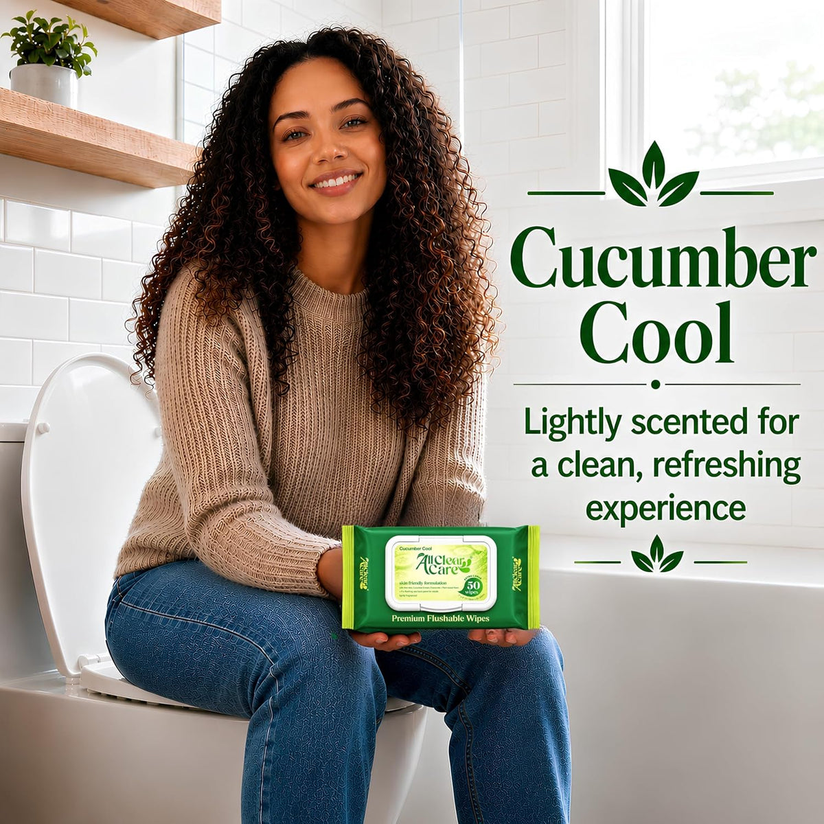 All Clear Care Flushable Wipes, Aloe, Cucumber and Chamomile, Sewer & Septic Safe, Extra Large Adult Wet Wipes, Cucumber Scent, 150 count (3 pack)
