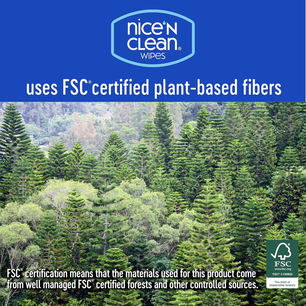 Nice 'N CLEAN Extra Large Flushable Wipes | 40% Larger Wipes | 6.8" x 7.5" Unscented XL Adult Wet Wipes | Septic and Sewer Safe | Fragrance Free, Hypoallergenic, Plant Based | 180 Butt Wipes